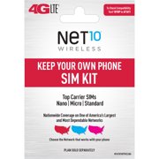 Net 10 Keep Your Own Phone Mini SIM Pack Universal Tri-punch Bundle