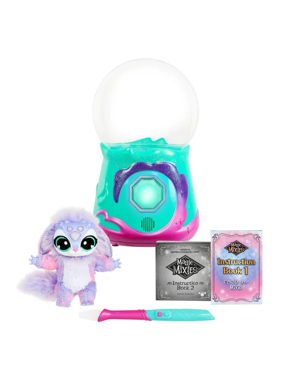 Magic Mixies Sparkle Magic Crystal Ball with Exclusive Interactive 8 inch Sparkle Plush Toy and 80+ Sounds and Reactions, Electronic Pet, Ages 5+