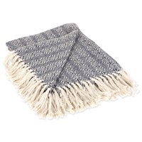 DII Rustic Farmhouse Cotton Diamond Patterned Blanket Throw with Fringe For Chair, Couch, Picnic, Camping, Beach, & Everyday Use , 50 x 60" - Navy Diamond Stitch