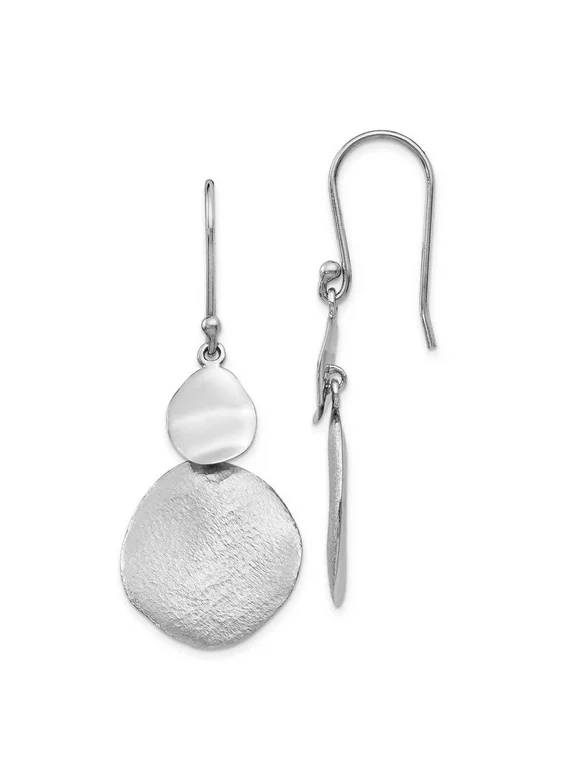 Sterling Silver Polished Textured Dangle Earrings