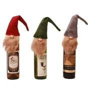 Christmas Xmas Santa Gnome Wine Champagne Bottle Cover Cap Topper Decoration Wizard Desk Travel Picnic Festival Holiday Gift