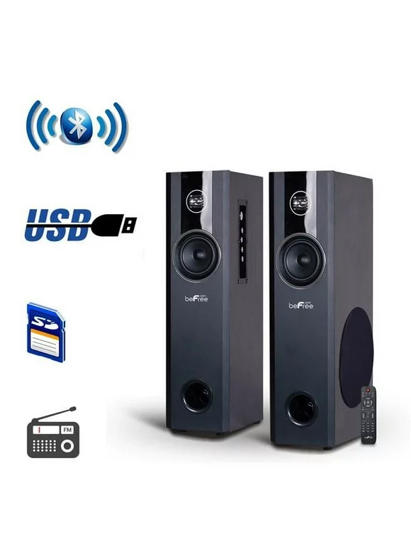 beFree Sound 2.1 Channel Powered Bluetooth Tower Speakers - Pair