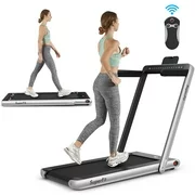 SuperFit 2.25HP 2 in 1 Dual Display Folding Treadmill Jogging Machine W/Bluetooth Speaker