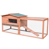 Pawhut 62" Wooden Outdoor Guinea Pig Pet House, Rabbit Hutch Animal Habitat with Detachable Run & Elevated Main House