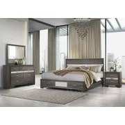 Seville Storage King Bedroom Set 5Pcs Weathered Grey Global Furniture Modern