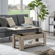 Topeakmart Rustic Lift Top Coffee Table Accent Table with Storage for Living Room Reception Room Office Accent Table Gray