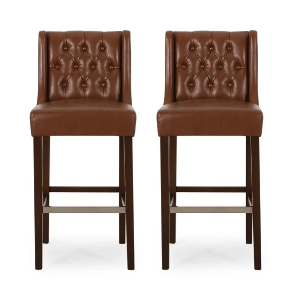 Noble House Daylanie Barstools, Cognac Brown, Espresso