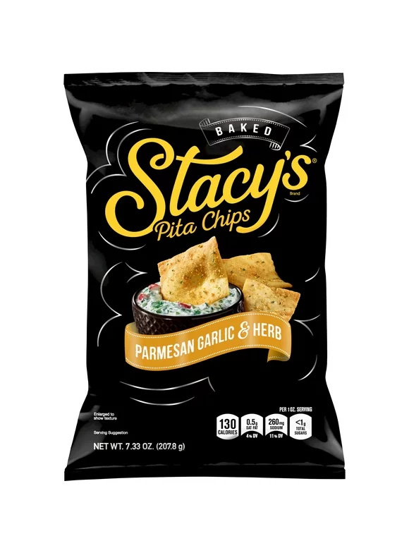 Stacy's Pita Chips Parmesan Garlic and Herb Flavored Pita Snack Chips, 7.33 oz Bag