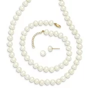 14k Yellow Gold 6-7mm Freshwater Cultured Pearl 7.25 1 Extension Brace 18 2 Extension Neck Earring Set