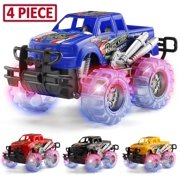 MAPIXO 4 Pack 4 Colors Light Up Monster Truck Set with Flashing LED Wheels, Best Gift for Boy and Girl Age 3+ Years Old. Push n Go Car, Monster Car Toy for Kids Child Toddler Birthday Part