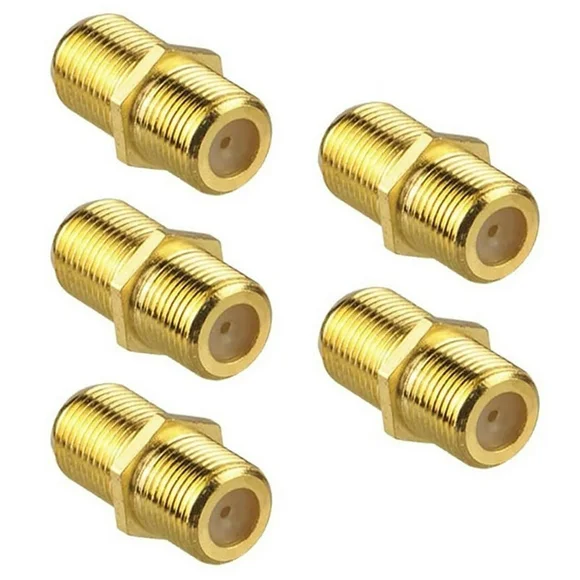 5Pcs Coaxial Cable Connector, RG6 F-Type Gold Plated Adapter Female to Female Coax Cable Extender for TV Cables