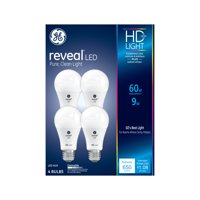 GE LED 9W (60W Equivalent) Reveal Color, A19 General Purpose Light Bulbs, Medium Base, Dimmable, 4pk
