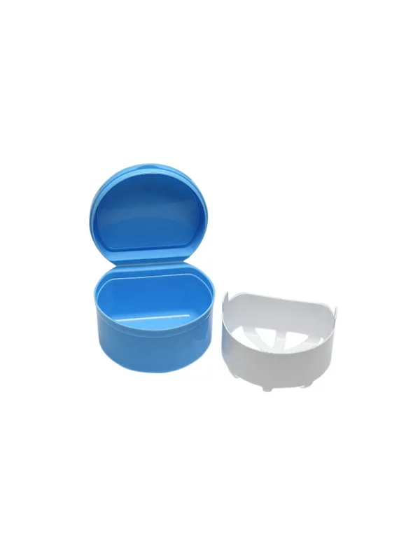 Denture Bath Box Case Dental False Teeth Storage Box With Hanging Net Container,Denture Holder Container Cup With Strainer