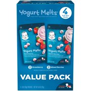 Gerber Yogurt Melts Freeze-Dried Yogurt Snacks Value Pack Strawberry/Mixed Berries 1 oz. Pouch 4 Count