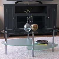 Ryan Rove RR1066-WS Fenton 38 in. Oval Two Tier Glass Coffee Table