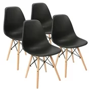Walnew Dining Chairs Pre Assembled Modern Style DSW Chair Classic Shell Armless Indoor Kitchen Dining Living Room Side Chairs Set of 4 (Black)