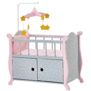 Olivia's Little World - Polka Dots Princess Baby Doll Nursery Bed with Cabinet - Grey