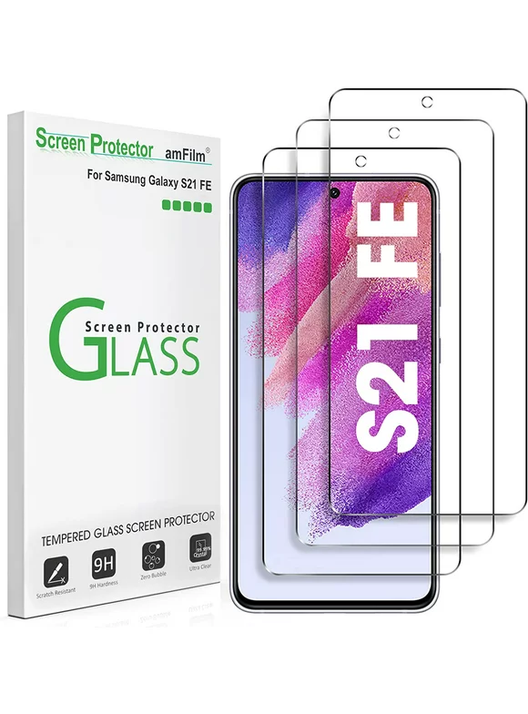 (3 Pack) amFilm Samsung Galaxy S21 FE Tempered Glass Screen Protector (5G 2021)