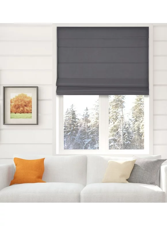 Arlo Blinds Thermal Room Darkening Cordless Fabric Roman Shades, Color: Graphite, Size: 22"W X 60"H