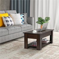 Modern Wood Lift Top Coffee Table with Hidden Compartment and Lower Shelf, Multiple Colors
