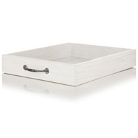 Mainstays White Rustic Rectangular Wood Tray with Metal Handles, 15" x 13"
