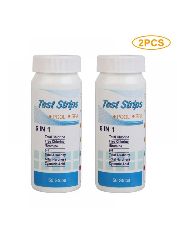 Pool and Spa Test Strips - 100 Strip Pack, Test pH, Chlorine, Bromine, Hardness and More, Accurate 6-in-1 Swimming Pool Water Testing