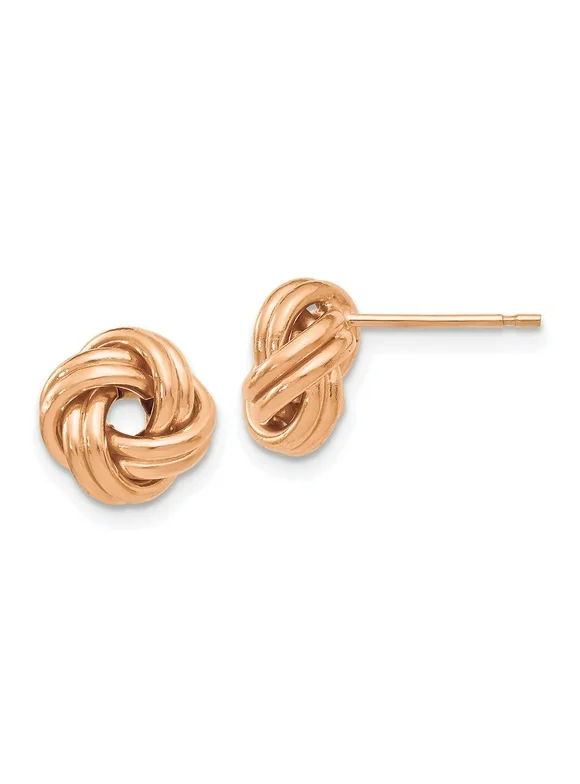 14K Rose Gold Polished Love Knot Post Earrings