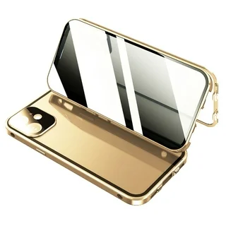 2021 Magnet Double-sided Buckle For IPhone 11 Pro Max Tempered Glass Phone Case For IPhone 12 All-inclusive Metal for IPhone 11 Gold Iphone 12pro