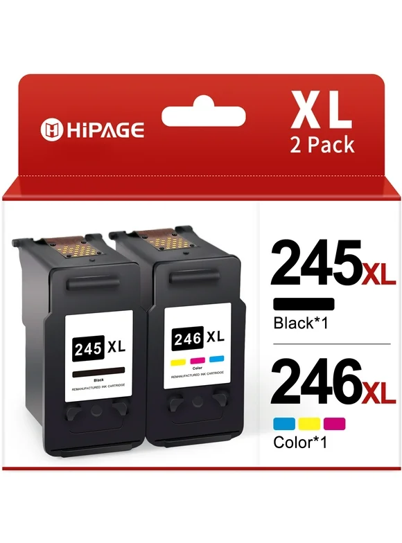 245XL Ink Cartridge for Canon Ink 245 and 246 243 244 Cannon 245 XL x 246XL Ink Cartridge for Canon PIXMA MG2522 MX490 TS3122 MG2520 MX492 TR4520 Printer (2-Pack, Black Tri-Color)