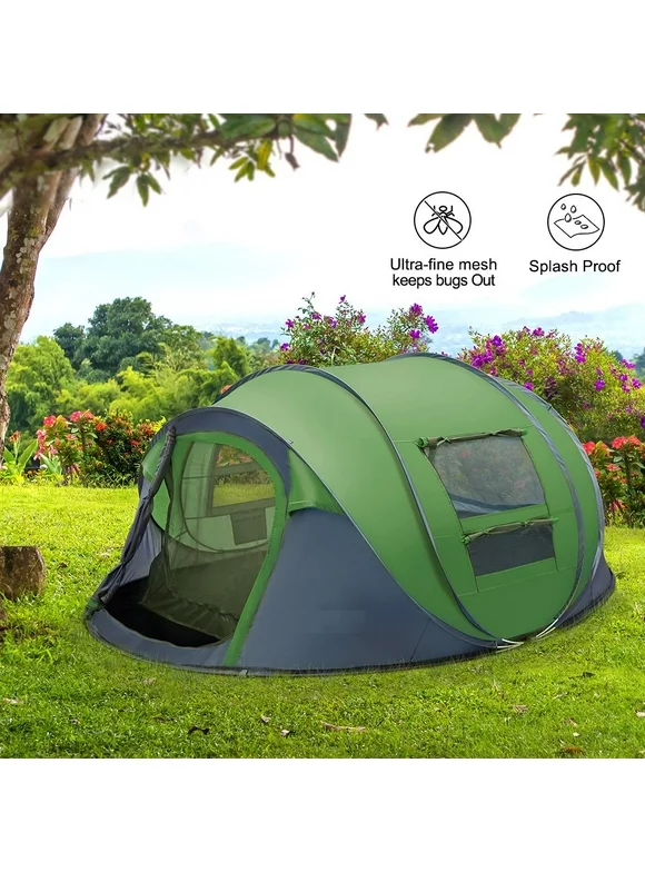 4 Person Easy Pop up Tent Waterproof Automatic Setup 2 Doors-Instant Family Tents for Camping Hiking & Traveling