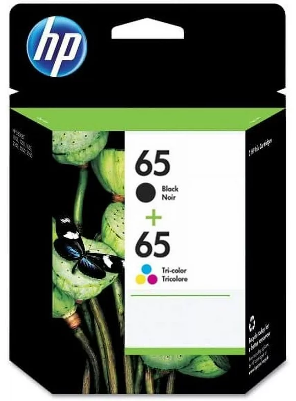 65 Ink Cartridges Black and Tri-Color | for Printer Ink HP 65 | Work with Deskjet 3755 3700 2600 3772 2652 Series Envy 5055 5000 Series | 2 Pack