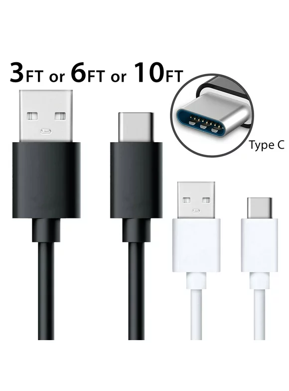 Afflux USB Type C Fast Charging Cable 3FT USB-C Type-C 3.1 Data Sync Charger Cable Cord For Samsung Galaxy S8 S8+ Note 8 Nexus 5X 6P OnePlus 2 3 5 LG G5 G6 V20 HTC 10 Google Pixel XL Black