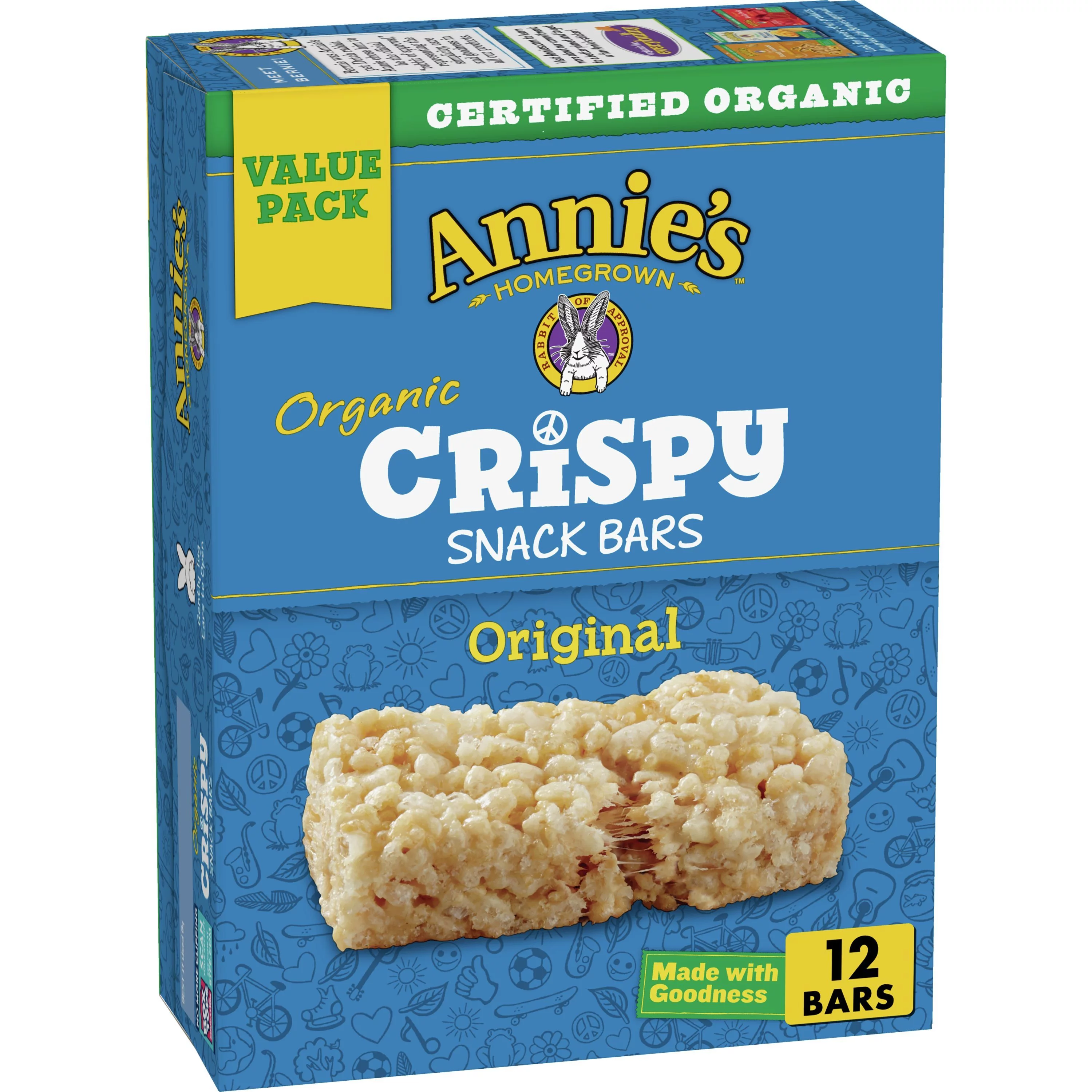 Annie's Organic Original Crispy Snack Bars, Gluten Free, Value Pack, 12 Bars, 9.36 oz