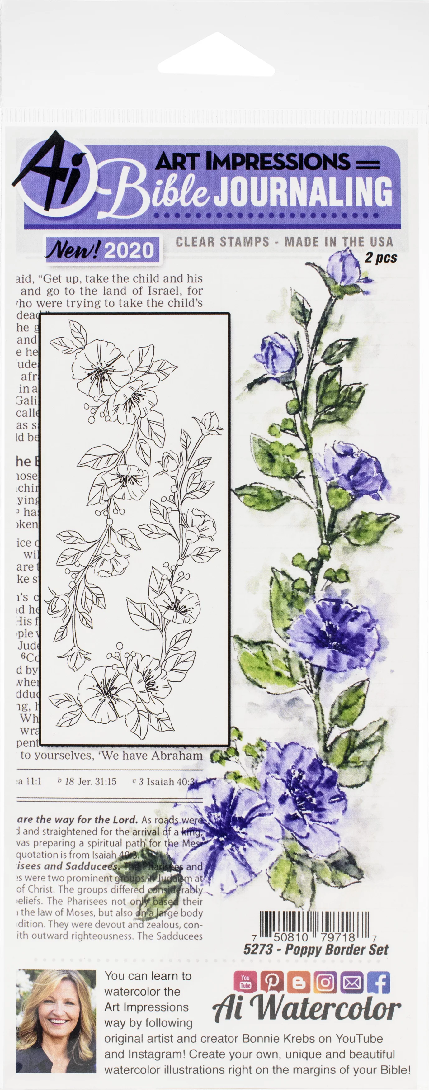 Art Impressions Bible Journaling Clear Stamps-Poppy Border