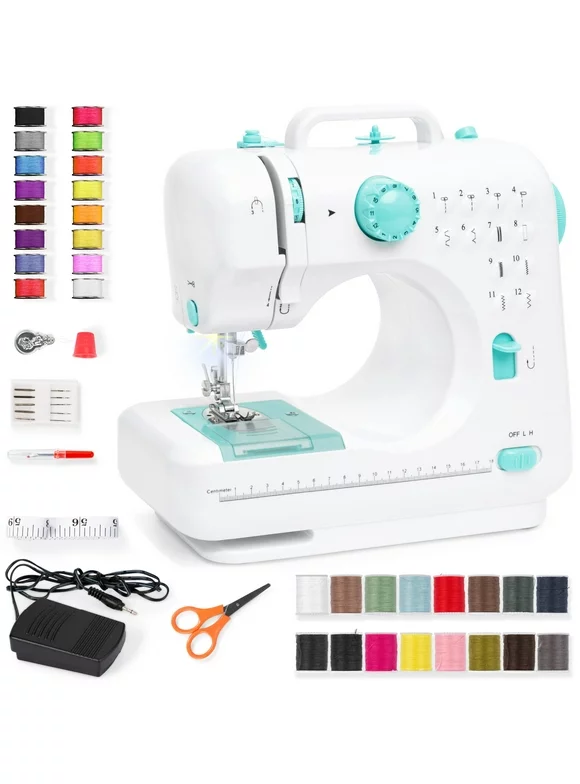 Best Choice Products 6V Portable Sewing Machine, 42-Piece Beginners Kit w/ 12 Stitch Patterns - Teal