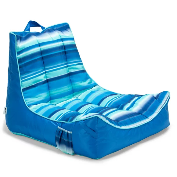 Big Joe Captain's Pool Float, Blue Ligo Blurred Stripe