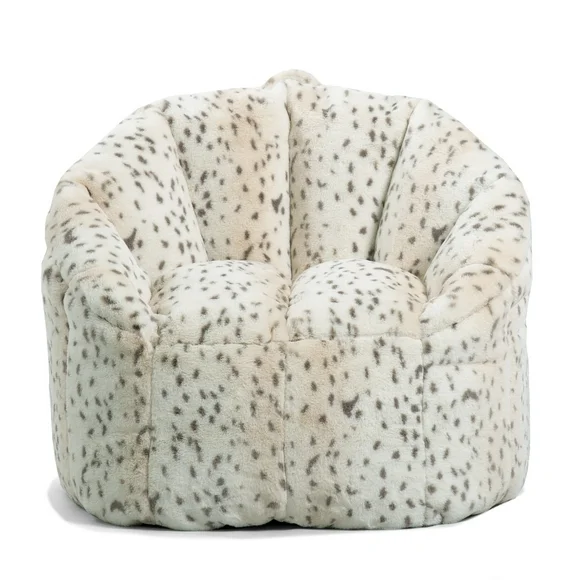 Big Joe Milano Bean Bag Chair, Leopard Print Super Soft Fur, Faux Fur, 2.5 feet