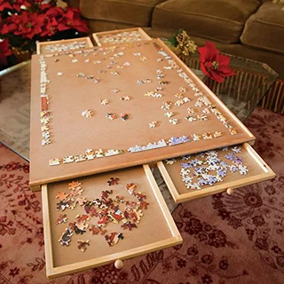 Bits and Pieces Jumbo 1500 Piece Puzzle Plateau W/ Storage Drawers, 26x35"