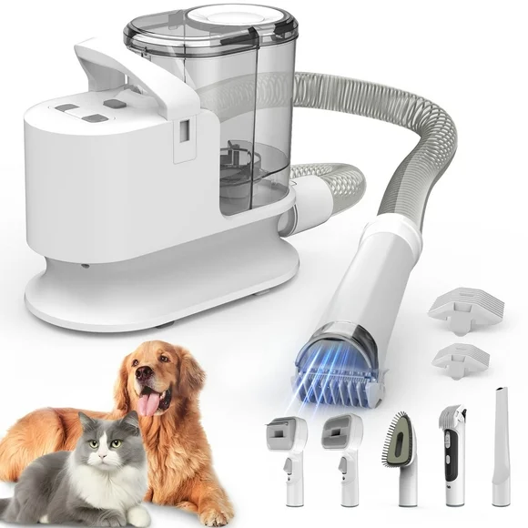 Bossdan Pet Grooming Kit & Vacuum, 11KPa Pet Groomer Vacuum Suction, 5 in 1 Dog Vacuum, 2L Dustbin for Dogs, Cats