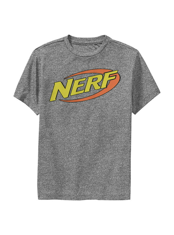 Boy's Nerf Classic Logo  Performance Graphic Tee Charcoal Heather Medium