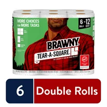 Brawny Tear-A-Square Paper Towels, 6 Double Rolls