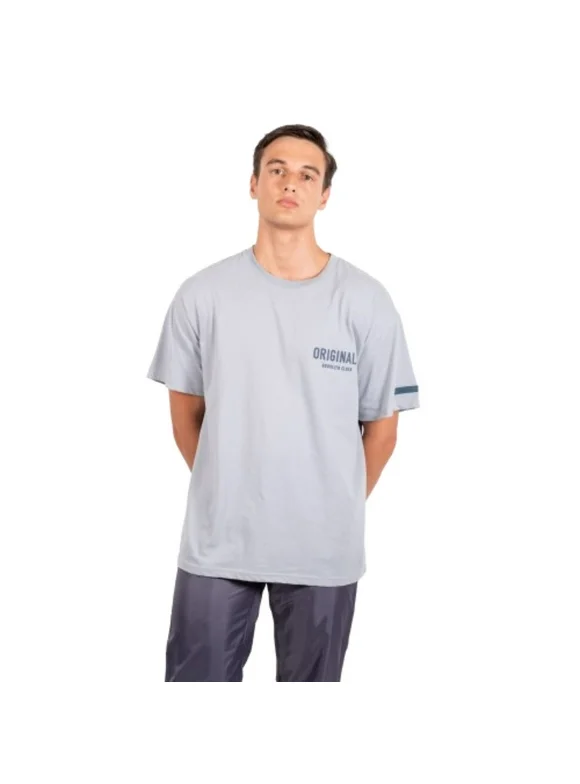 Brooklyn Cloth Originals Front Flock Tee, Stylish Comfort, Quarry Color, for Men, Leisure Style