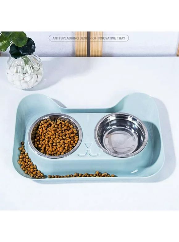 Cabina Home Pet Feeder Bowls for Small Dogs and Cats, Stainless Steel, Blue