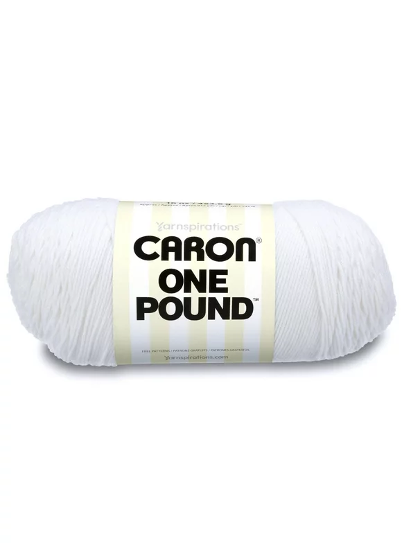 Caron Acrylic Dryable Machine Washable Yarn, 812 yd, White, 1 lb