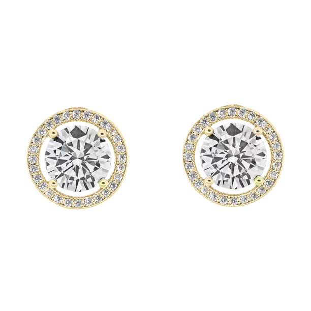 Cate & Chloe Ariel 18k Yellow Gold Plated Halo Stud Earrings | CZ Crystal Earrings for Women, Gift for Her