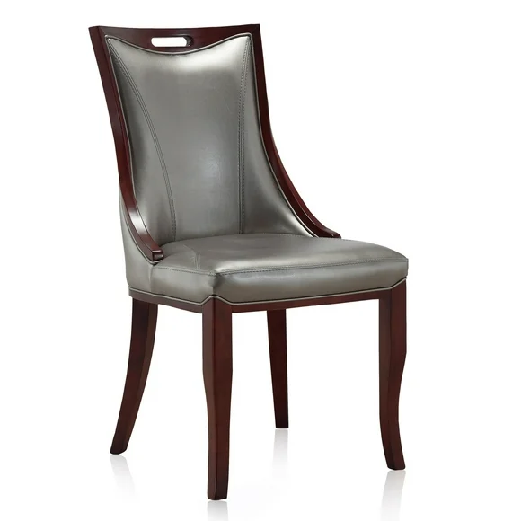 Ceets Empress Leatherette Dining Chairs (Set of 2) Silver Wood, Upholstered, Leather