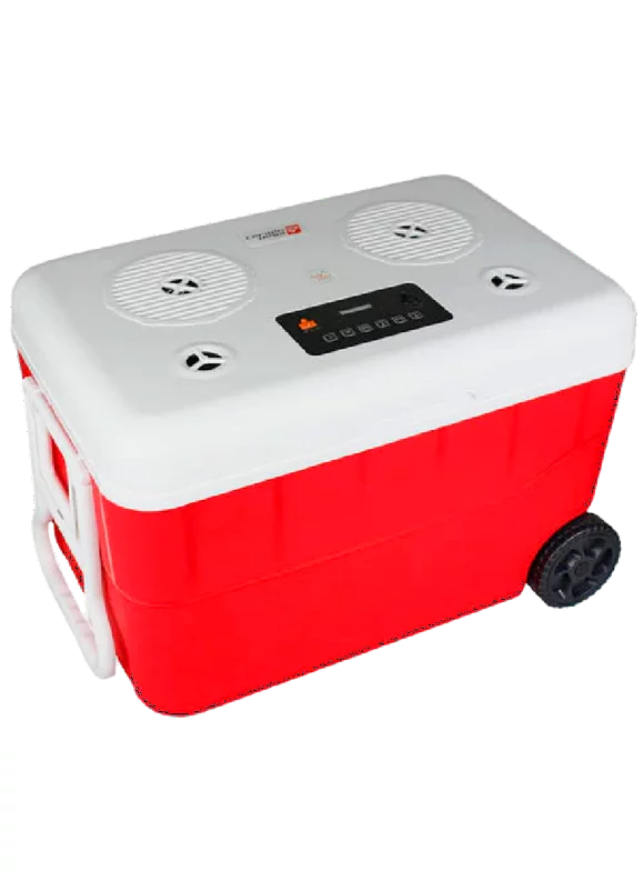 Cerwin Vega Red Ice Cooler With Bluetooth Speakers USB Charging 55 Quart CVC65R