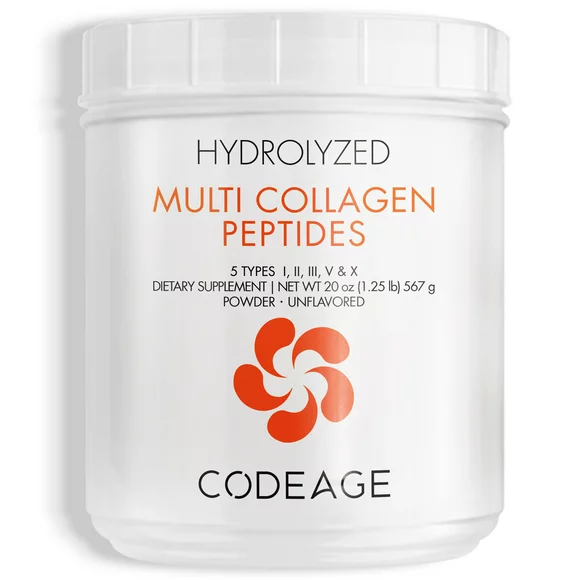Codeage Multi Collagen Protein Powder Peptides, Hydrolyzed, 2-Month Supply, Collagen I, II, III, V, X, 20 oz