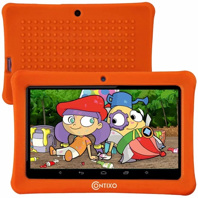 Contixo 7" Kids Tablet Android 8.1 with WiFi 16GB Kids Place Parental Control 20+ Education Learning Apps, Tablet for Toddlers Children Infant Kids w/Kid-Proof Protective Case (Orange)
