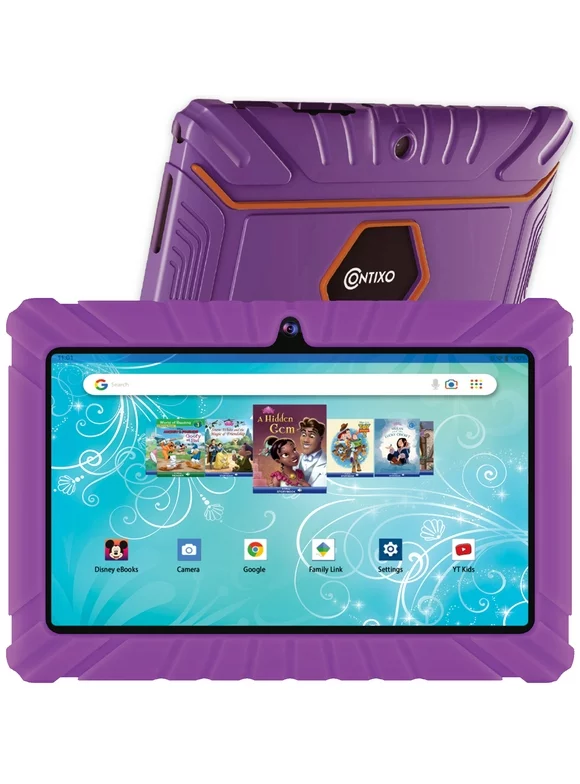 Contixo Disney Edition 7" Kids Android Tablet 2GB RAM, 32GB Storage, 50 Disney E-Books, Purple Protective Case